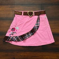 Baby Girl Clothes Little Girls Pink Skirt With Embroidery With Heart Belt Size 6T/6X
