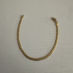7” 2mm Gold Over Silver Cuban Link Bracelet - Italy Stamped