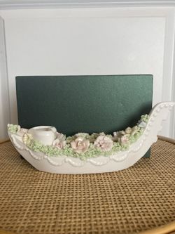 Ceramic Romantic White Boat Candle Holder