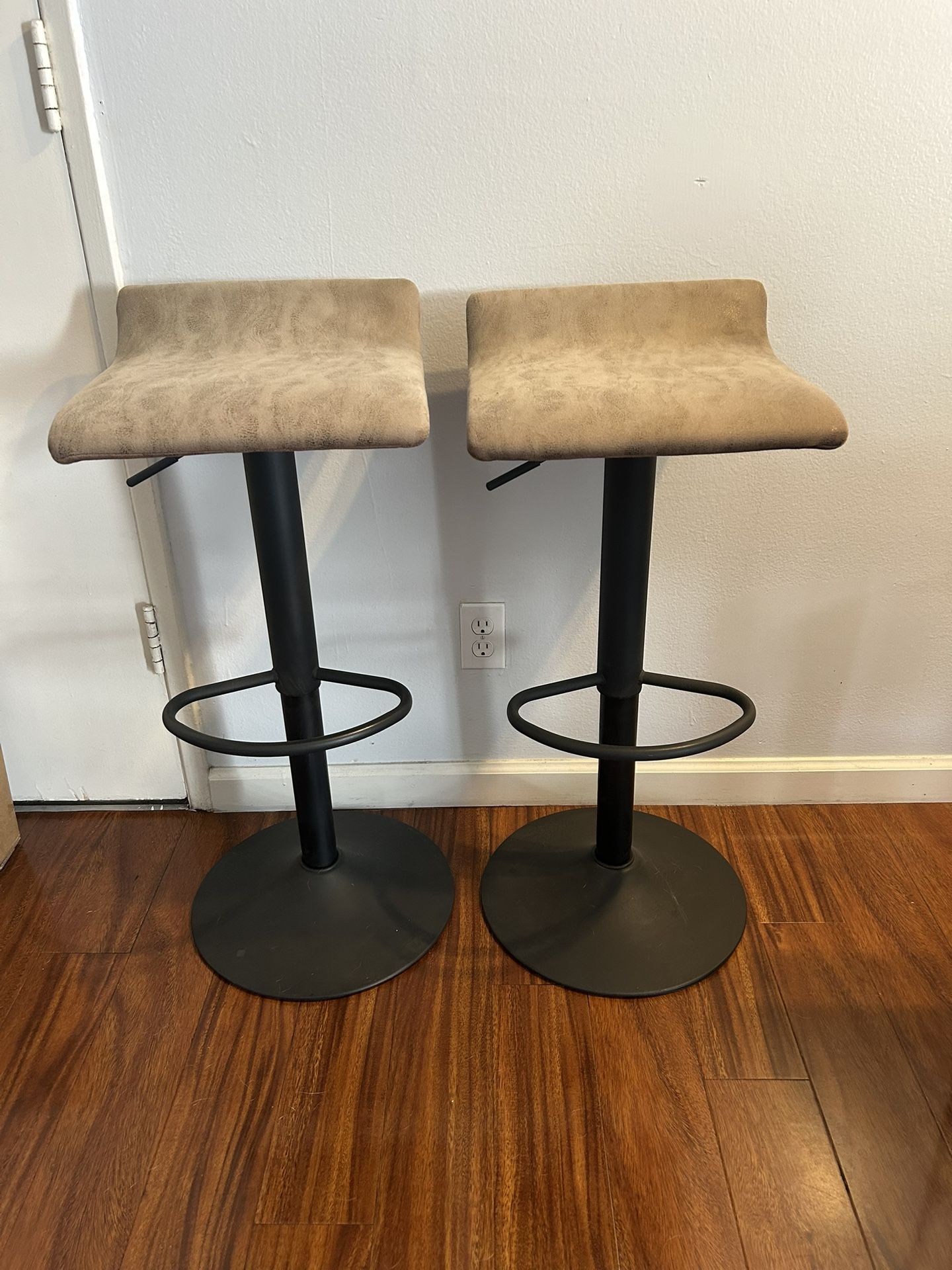 Beige Bar Stools (Bar Height, Adjustable)