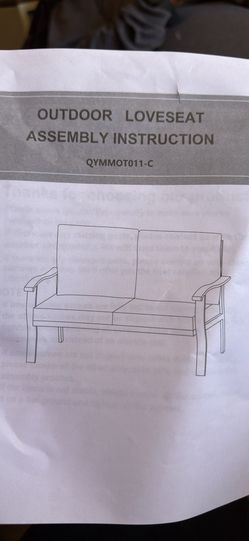 GRAY- NEW- UNASSEMBLED IN BOX- Outdoor Loveseat QYMMOT011-C