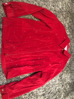 Beautiful womens red light weight velour jacket size medium