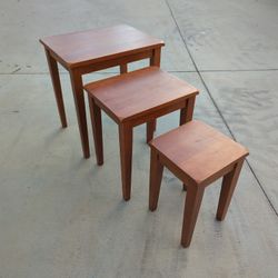 Three Wooden Stacking Side Tables 