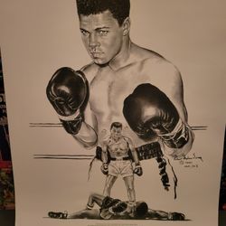 Muhammad Ali black-and-white print