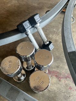 Weights, dumbbells (disregard sled in picture, it is damaged)