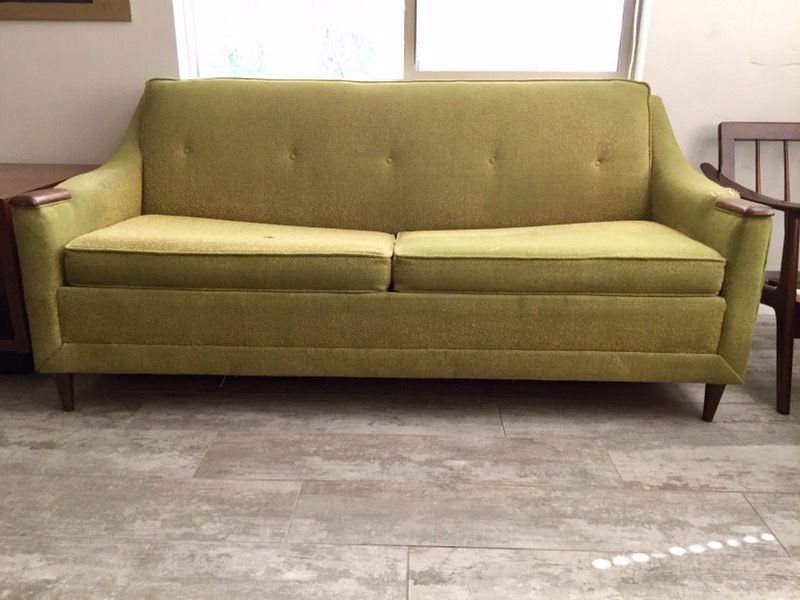 Kroehler Sleep-or-Lounge Mid Century Modern Green Sleeper Sofa