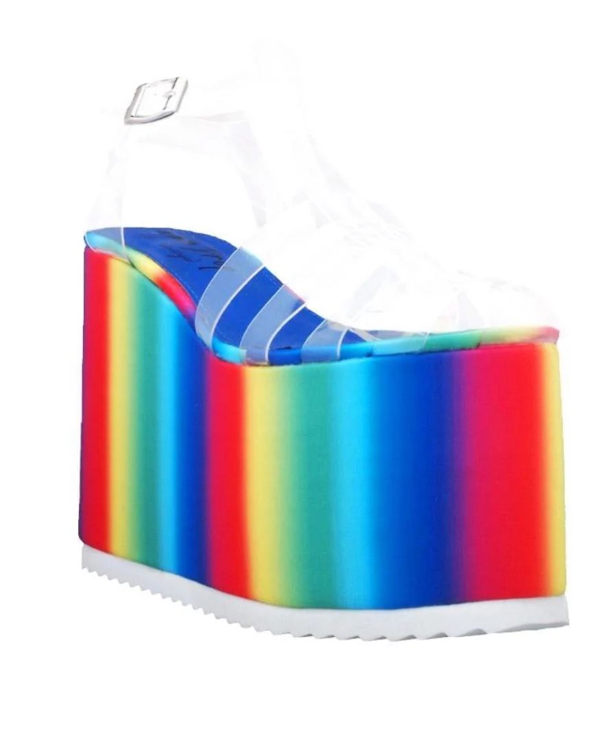 Lemon Drop By Privileged Rainbow Pride Zahara Platform Wedge Size 7.5