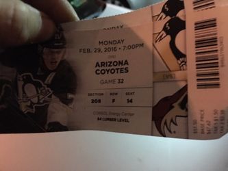 2 penguins vs COYOTES 29th February Monday