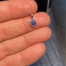 Black opal pendant In sterling Silver And Ruby Cab 