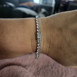 sterling silver size 7 cubic z tennis braclet stamped