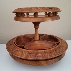 VTG Beautiful 2 Tier Lazy Susan Hand Made In The Philippines 