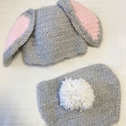 Crochet Bunny Hat And Diaper Cover 