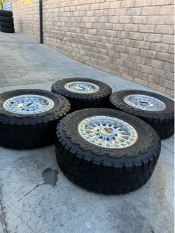 New KMC 8x165 and used tires. 35 inch Toyos