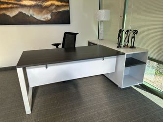L shape desk 84”x 32” with Ergonomic chair