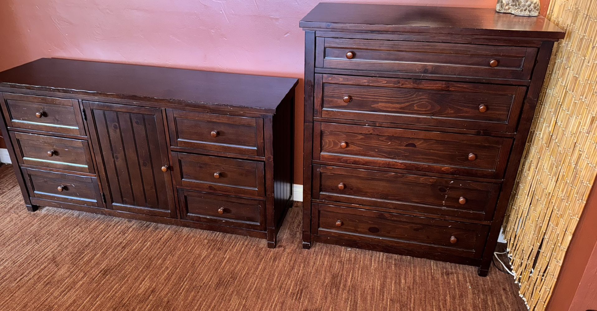 PotteryBarn BeadBoard set 6 Drawers long Dresser & 5 Drawers Tall Dresser Dark Espresso 