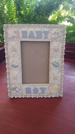 Baby boy ceramic picture frame fits 4x6 picture