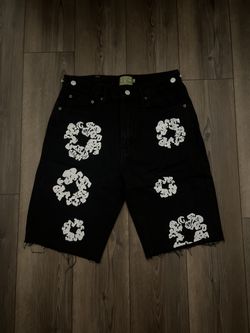 Black Denim Tear Jean Shorts