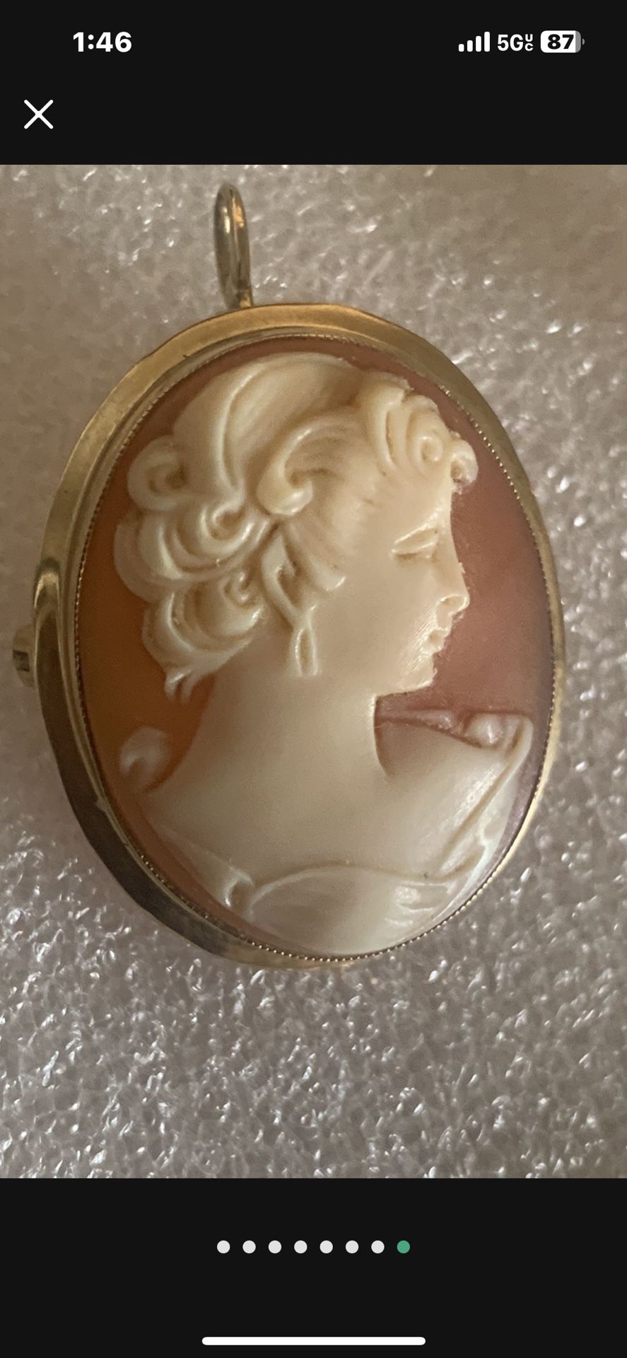 Genuine 14k Vintage Set , Cameo Pendant / Brooch , Stick Pin & Earrings