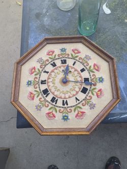 Homemade embroidered battery clock