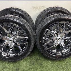  New 22 inch chrome new style snowflakes wrapped in lionhart all terrain 285/45r22 tires