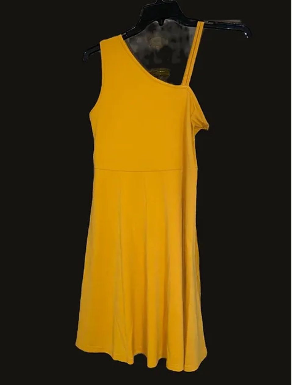 Brand New Size (Large) Mustard Yellow One Shoulder Dress A Line Swing Flared Skater Cocktail Mini Dress