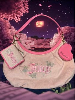 Juicy Couture Velour Hobo Bag Pink + Wallet