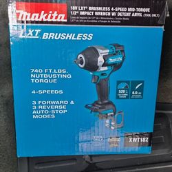 18V LXT Lithium-Ion Brushless Cordless 4-Speed Mid-Torque 1/2 in. Impact Wrench w/ Detent Anvil (Tool Only)