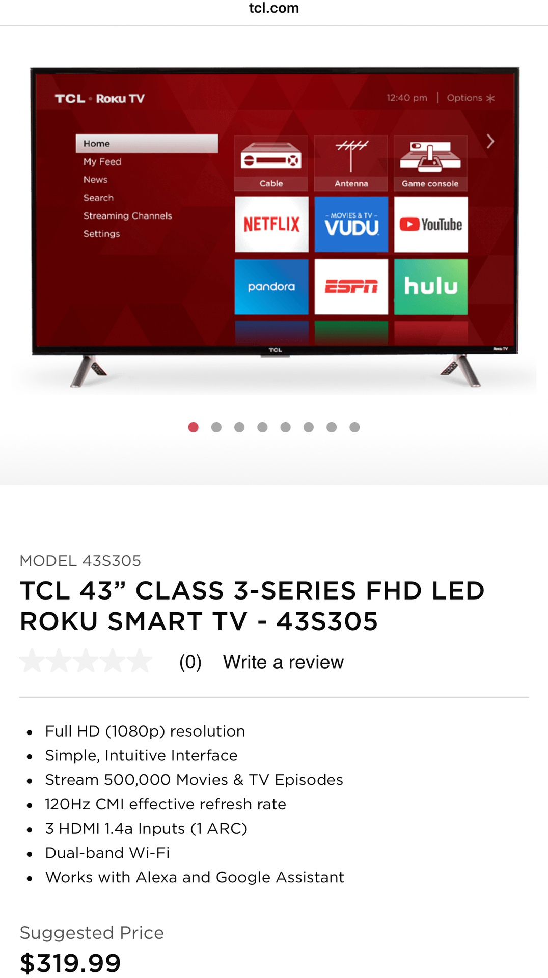 TCL 43" FHD LED ROKU SMART TV - Like New