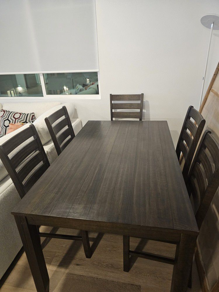 Wooden Dining Table With 6 Chairs