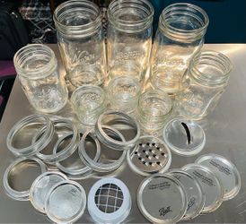Premium Mason Jar Lot: Quart & Pint Jars, EcoJarz Stainless Steel Lids & Accessories