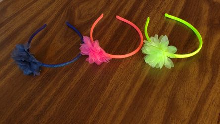 Girls Bundle: Blue/Pink/Yellow glitter headband w/ flower detail