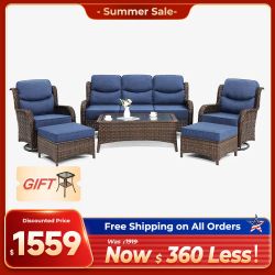 6-piece Wicker Patio Furniture set outdoor sofa