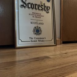 18”x25”,liquor mirror, Vintage SCORESBY Premium Scotch Whisky, 86 Proof