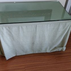 Desk, Vanity, Shelf.  Has a Glass Table Top