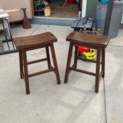 2 Coaster Furniture Chestnut Wood Footrest Counter Stools Barstools
