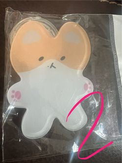 Corgi shaped pop socket with pink paw prints