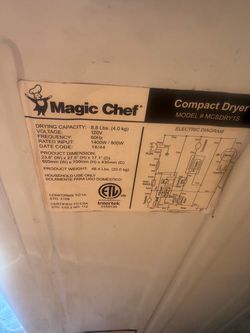Magic chef washer dryer