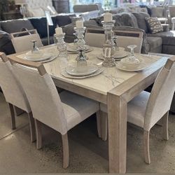 Beautiful Marble Dining Table With 6 Chairs 