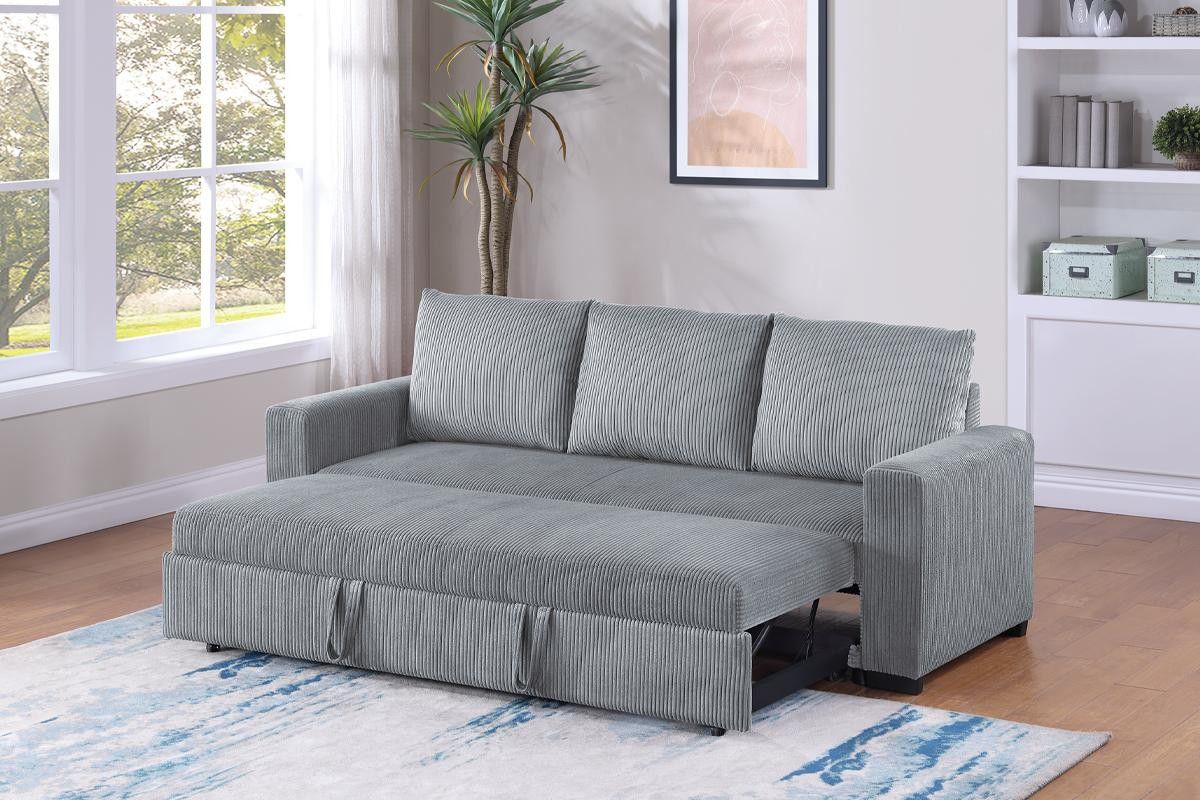 New! Gray Corduroy Fabric Sleeper Sofa