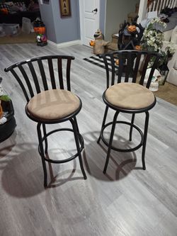 Set of 2 Swivel Bar Stools with Back 28 inches tall to the seat