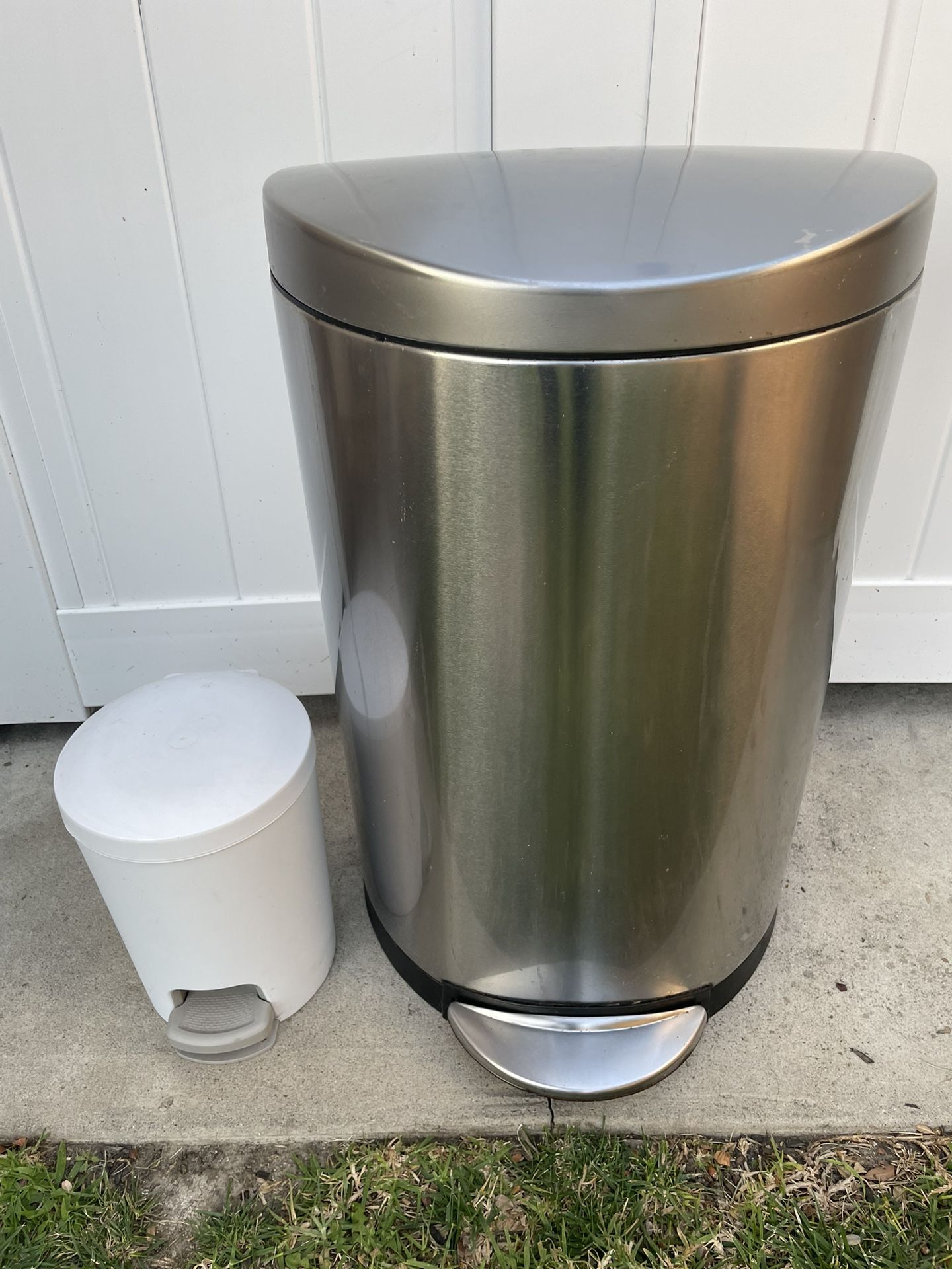 Simplehuman 60L 13 Gal Semi-Round Step Trash Can Brushed Stainless Steel + Mini Can