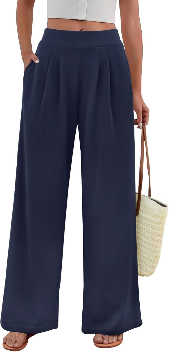 NWT FireSwan Women's Navy Blue Wide Leg Casual Pants with Pockets – Size L