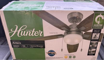 Hunter Antero Express 52” Indoor Matte Silver Ceiling Fan w/ Light
