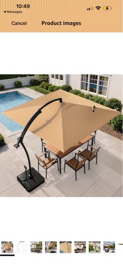 Large Offset Cantilever Umbrella with 350LB Wheeled Base, 10FTx10FT