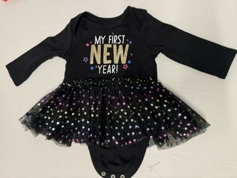 Baby Girl "My First New Year" Tutu Onsie, 0-3month 