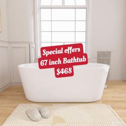 67 inch Freestangding Bathtub,Bath Tub, Soaking Tub – Oval Acrylic Bathtubs