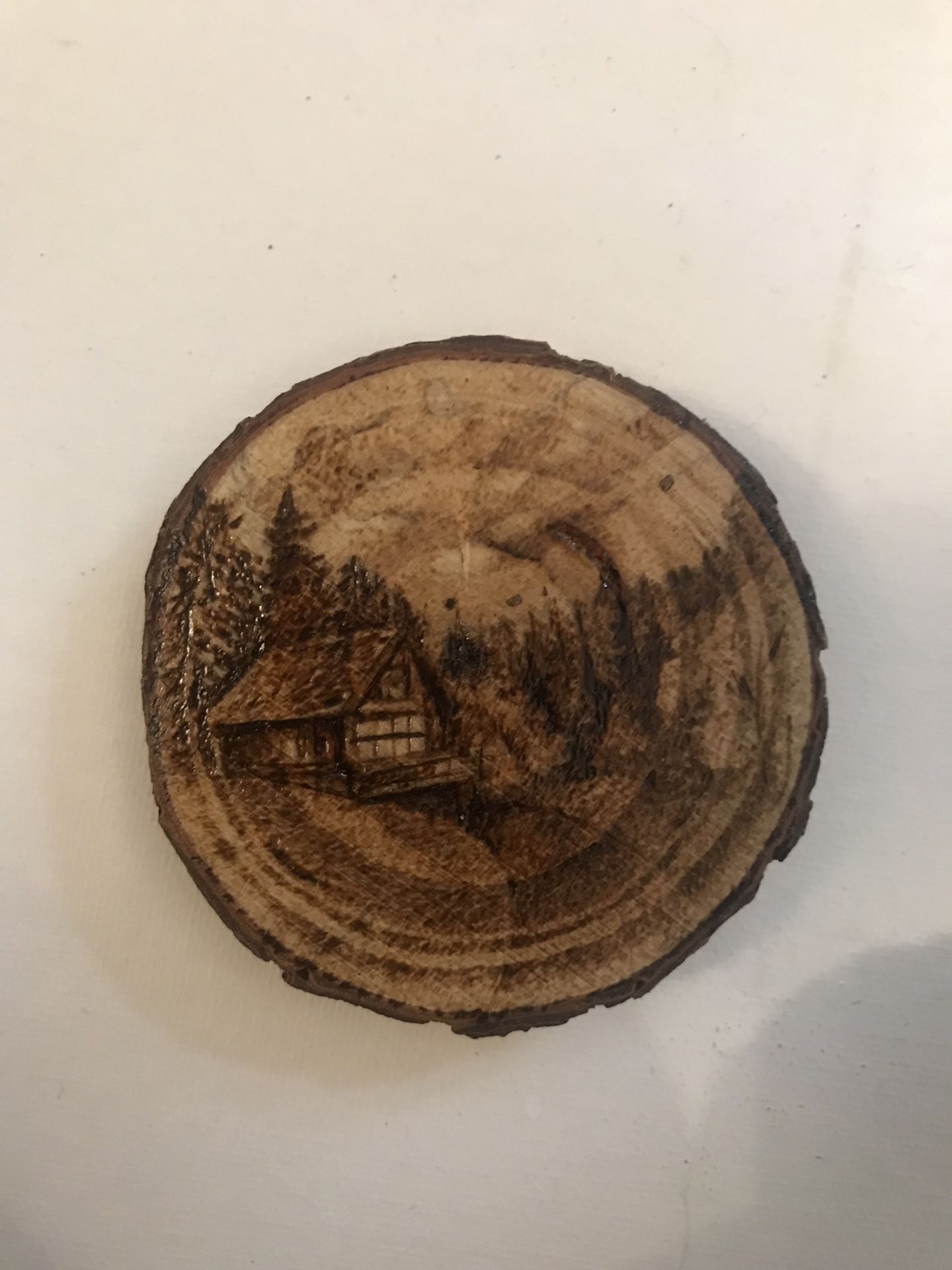 “Lost In Time”  Hand Burned 2.5” Pyrography Magnet