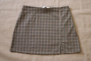 Hollister Women's Ultra High-Rise Plaid Mini Skirt XL Brown Black Houndstooth