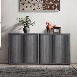 M121-Buffet Cabinet with Storage 69.2" Sideboard Accent Modern Credenza with Doors & Shelves Fluted Tall Media Console Mid Century Coffee Bar Table fo