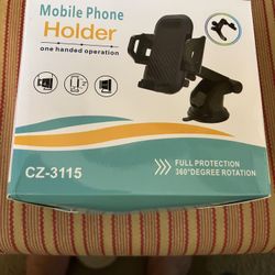 Mobile phone holder with suction cup, able to attach to windshield and optional attachment to attach to your air vent